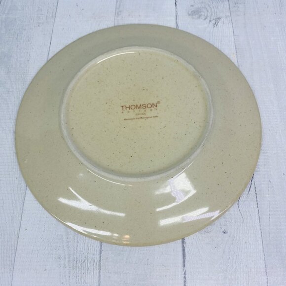 Thomson Pottery Green Swirl Speckle Brown Stoneware Dinner Plate Set of 4 - Picture 7 of 15